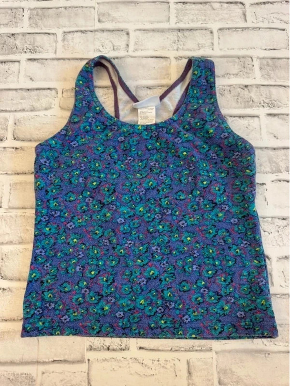 Women’s Kathy Ireland purple floral crop tank top Large
